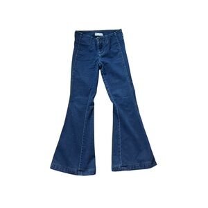 Free People High Waisted Dark Blue Flare Bell Bottom Jeans